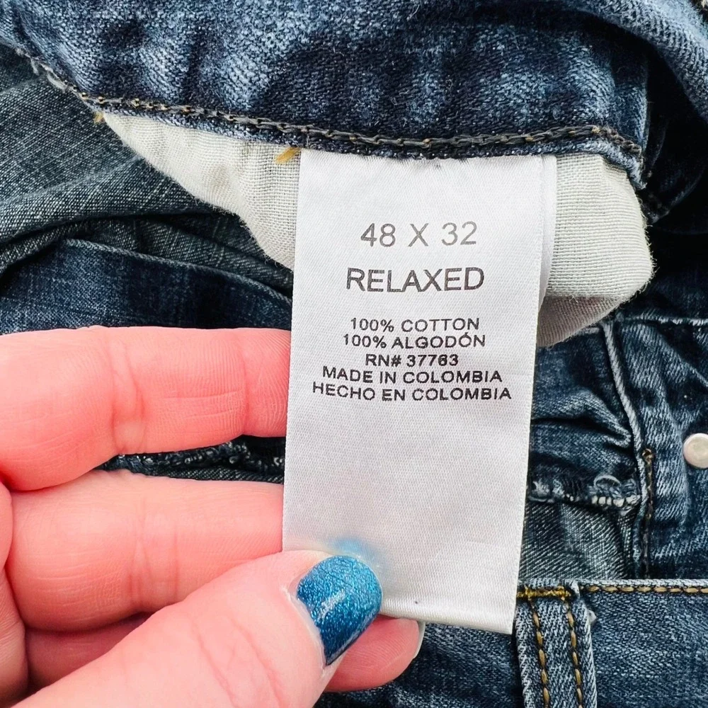 Axist Mens Relaxed Fit Straight Leg Jeans Blue Medium Wash 48x32 Cotton